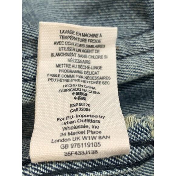 Free People Distressed Denim Body Sweater Sleeves Removable Hood Jacket Small - Picture 10 of 12